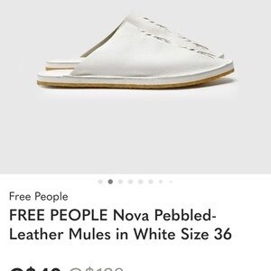 Free People White Pebbled Leather Slip-On Mules